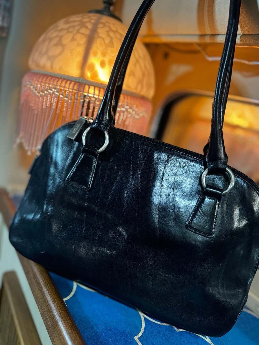 HOBO the original black leather double handle shoulder bag